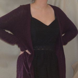 Purple Knit Gray Cardigan With Buttons